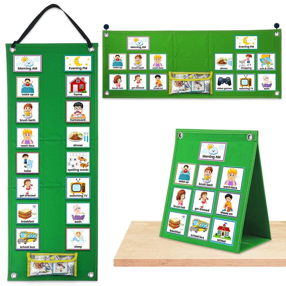 Visual Schedule Chart for Kids – Daily Routine & Autism Learning Tool Green