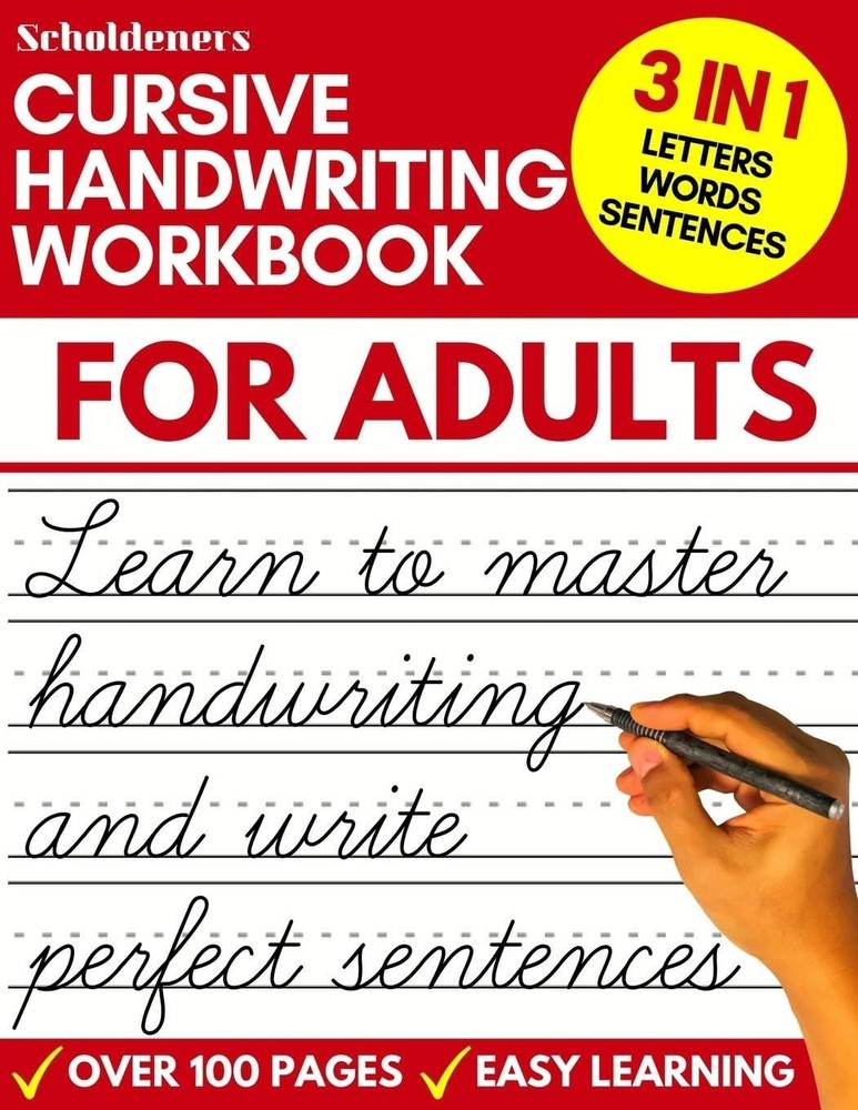 Cursive Handwriting Workbook for Adults Learn Cursive Writing Book FROM USA