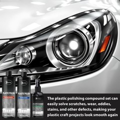 Plastic Polish Kit, Plastic Scratch Remover 14.1oz and Cleaner 3.52oz, Plastic C