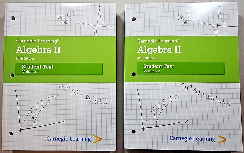 Carnegie Learning Algebra II 4th Edition Student Text Book Volumes 1 & 2 New