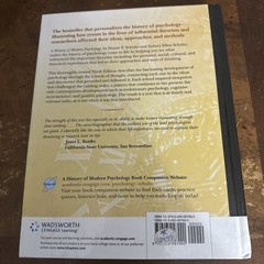 A History of Modern Psychology by Sydney Ellen & Duane Schultz 9th Ed 2008 VG
