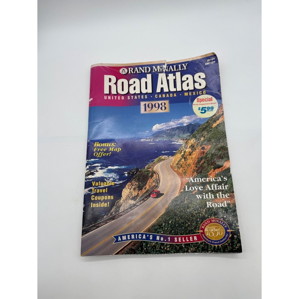 Rand McNally Road Atlas 1998 United States. Travel Map- folded corners
