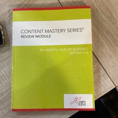 RN Mental Health Nursing Edition 11.0 Content Mastery Series Review Module