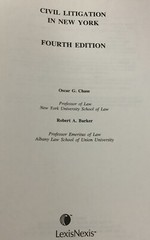 Civil Litigation in New York 2002 HB Law Textbook Fourth,Oscar G Chase,R.A.Barke