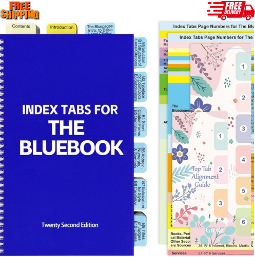 Index Tabs for the Bluebook 22Nd Edition, Complete Book Tabs Set with Blanks, Bo