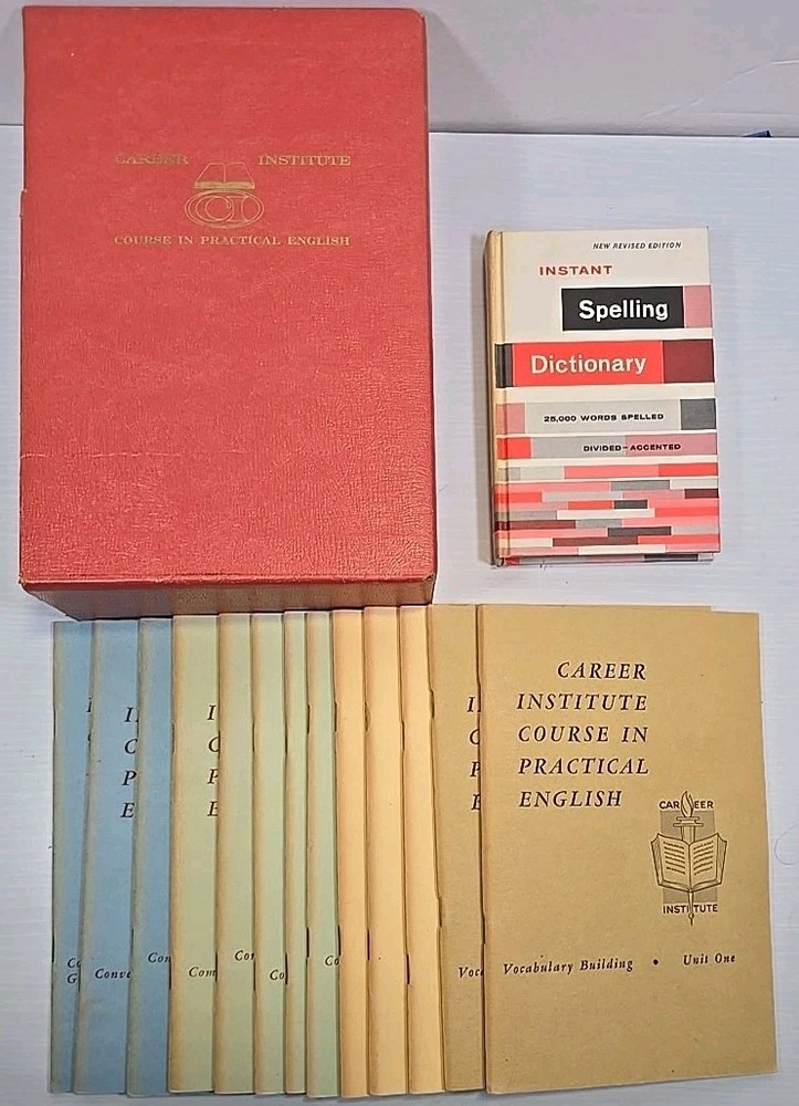 Career Institute Practical English Course 60s Box Set 13 Booklet Dictionary Comp