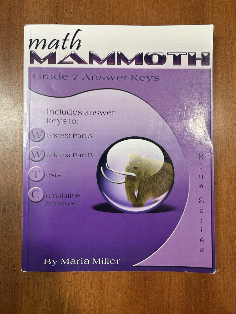 Math Mammoth Grade 7 Answer Keys By Maria Miller, Light Blue Series