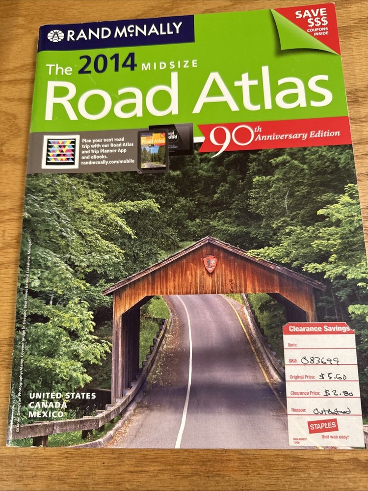 2014 Rand McNally Midsize Road Atlas 8 x 10 1/2′ U.S. Canada Mexico