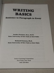 Writing Basics: Sentence to Paragraph to Essay Fifth Edition by Panman