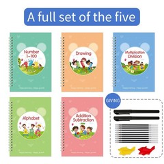5Pcs Magic Practice Copybook for Kids Reusable Handwriting Groove BookSet Age3-8