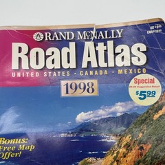 Rand McNally Road Atlas 1998 United States. Travel Map- folded corners