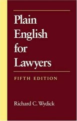 Plain English for Lawyers – Paperback By Richard C. Wydick – VERY GOOD