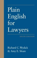 Plain English for Lawyers, Sloan, Amy,Wydick, Richard, Good Book