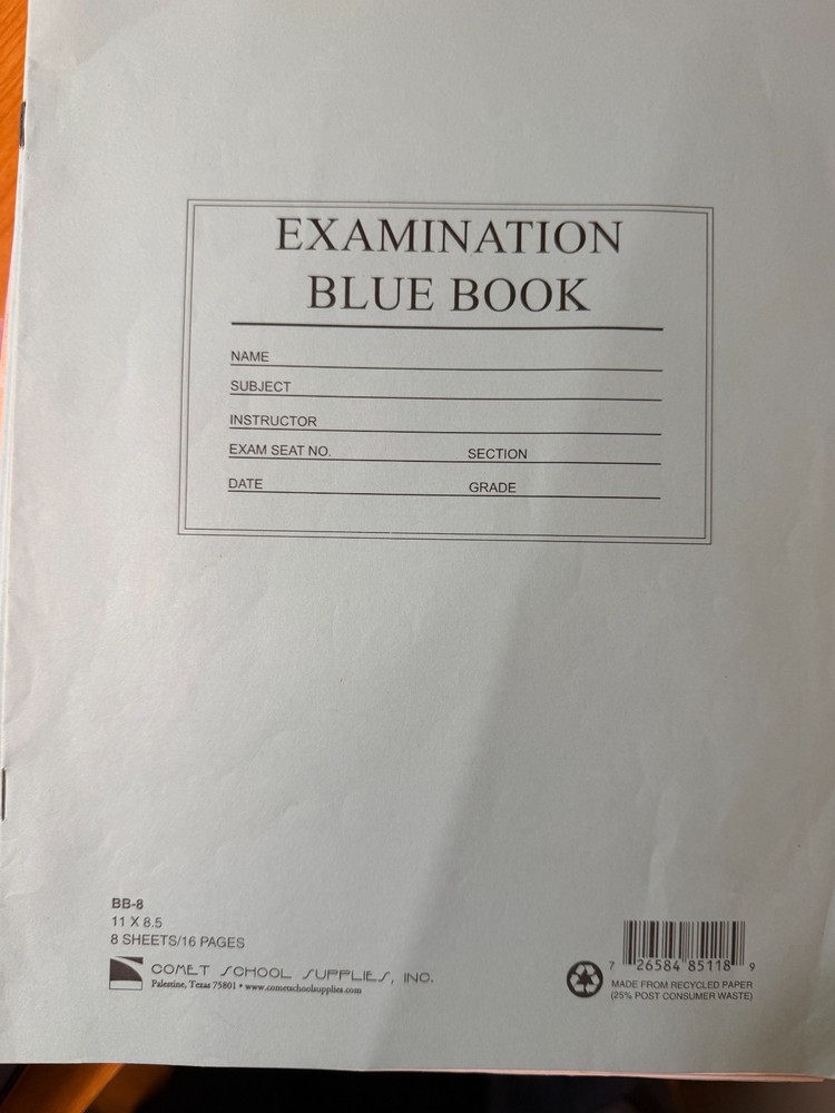 EXAMINATION BLUE BOOK