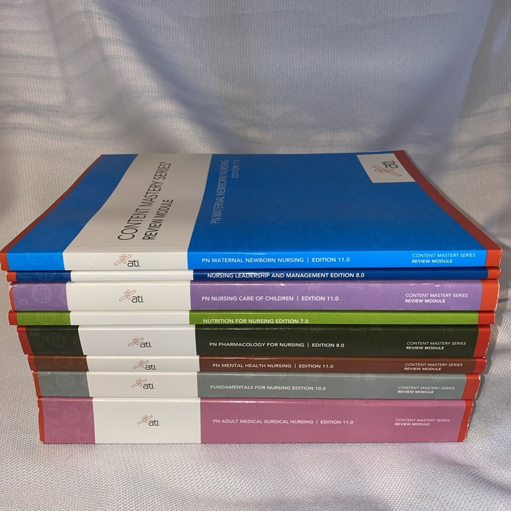 ATI Content Mastery Series Review Modules 2022 Set 8 Books Study Test RN Nursing