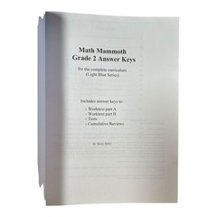 Math Mammoth Grade 2 Answer Keys~Light Blue Series~by Maria Miller 9/2020 K1 08