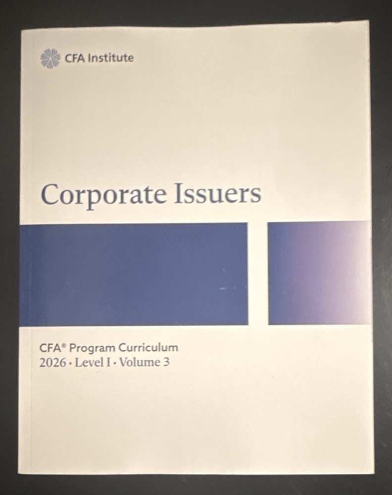 CFA Institute Corporate Issuers CFA Program Curriculum 2026 Vol 3 Wiley