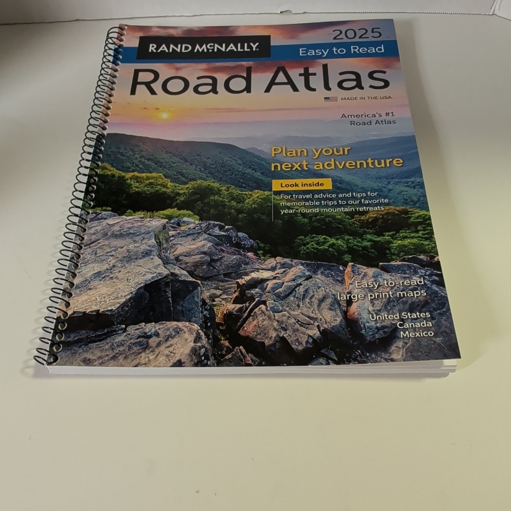 Rand McNally 2025 Easy to Read Road Atlas Spiral Bound English US Canada Mexico