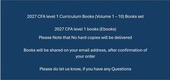 2027 CFA Program Curriculum Level 1 Box Set Volume 1-10 (Non Paper) Latest Ed.