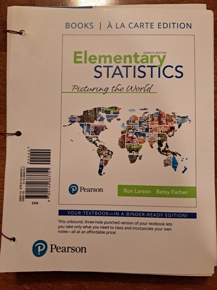 Elementary Statistics Picturing the World 7 Edition Rom Larson Betsy Farber