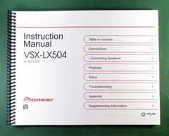 Pioneer VSX-LX504 Instruction Manual: Full color 203 Pages & Protective Covers!