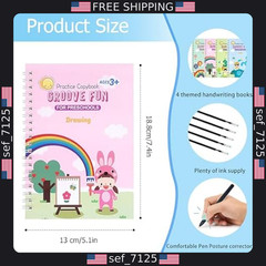 AALGO Reusable Handwriting Practice Books for Kids Age 3-5 (4 Books & Pen)