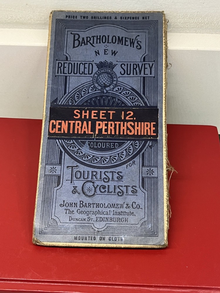 Antique 1924 Bartholomew’s 1/2 Inch to 1 Mile Cloth Map No 12 Central Perthshire