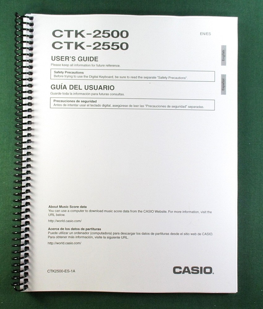 Casio CTK-2500 CTK-2550 Instruction Manual: 36 Pages Coil Bound & Clear Covers!