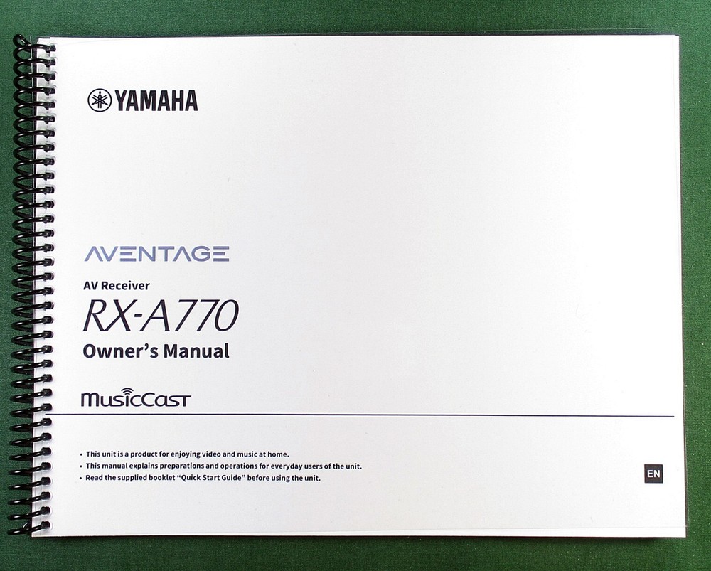 Yamaha RX-A770 Instruction Manual: Full Color 158 Pages & Protective Covers!