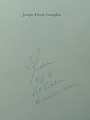 JOSEPH HENRY LUMPKIN – GEORGIA’S FIRST CHIEF JUSTICE, 2002 BOOK ***SIGNED***