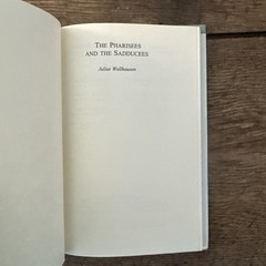 Pharisees and Sadducees Hardcover + Dust Jacket – Julius Wellhausen VERY GOOD +