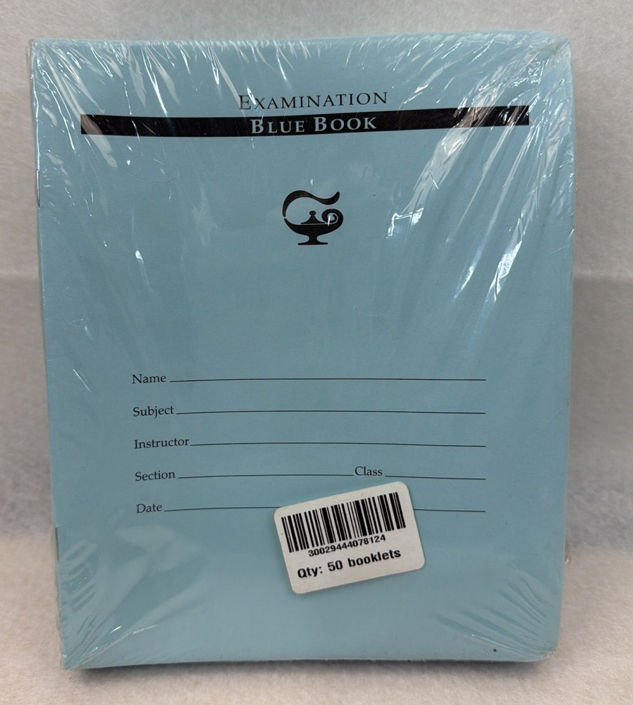 50 Blue Book Exam Booklets 7×8.5 Wide Ruled Essay Test Notebooks School Pack.