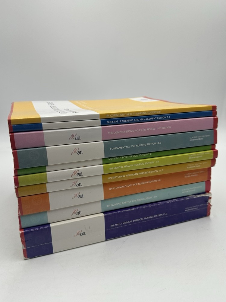 ATI Content Mastery Series Review Modules 2019 Set 10 Books Study Test RN Nursin