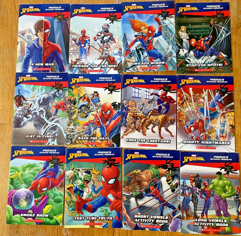 Marvel Spider-Man Phonics Learn to Read Program Set of 12 PBs Short & Long Vowel