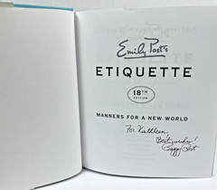 Emily Post Etiquette Signed 8th Edition + Table Manners For Kids Peggy Post HC