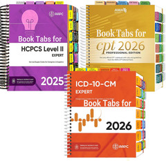 Index Tabs for AMA CPT Book, ICD-10 Code, HCPCS Level II, 3-Set Bundle 2026/2025