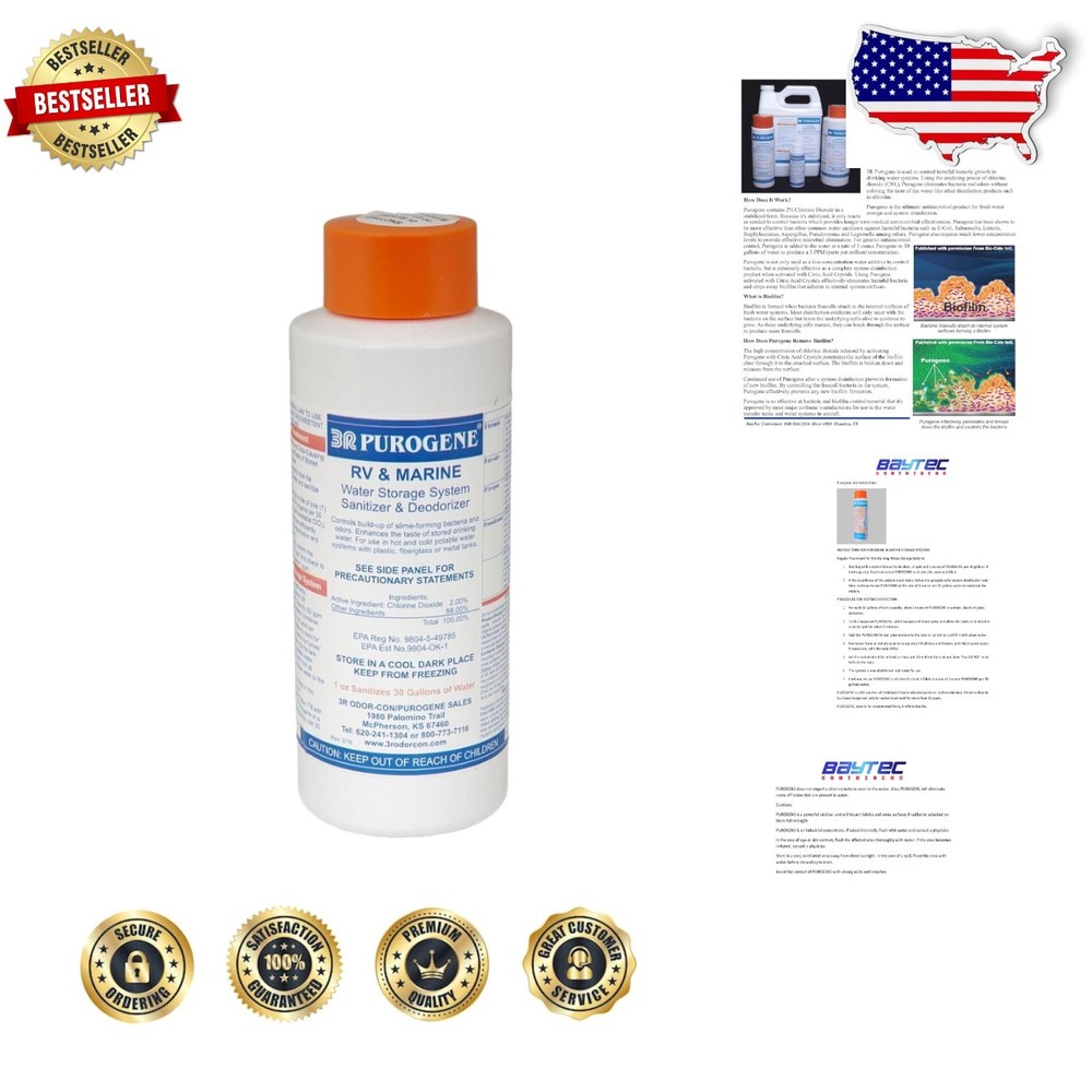 Purogene 32oz Water Purifier – Long-Term Storage, Taste Enhancer, Safe
