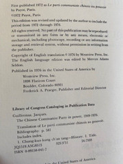 The CHINESE COMMUNIST PARTY IN POWER, 1949-1976 By Jacques Guillermaz HC DJ 1976