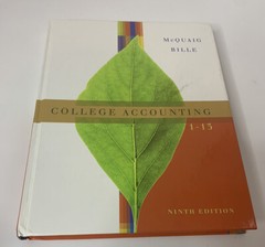College accounting Book 9th edition 1-13 Mcquiag Bille Hardcover Text Book