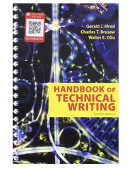 THE HANDBOOK OF TECHNICAL Writing Twelfth Edition By Gerald J. Alred Like New