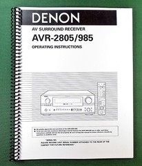 Denon AVR-2805 Instruction Manual: 100 Pages & Protective Covers!