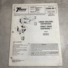 1979 Trane HVAC CVHA-IN-1 Operation Technical Manual Direct D. Centravac Chiller